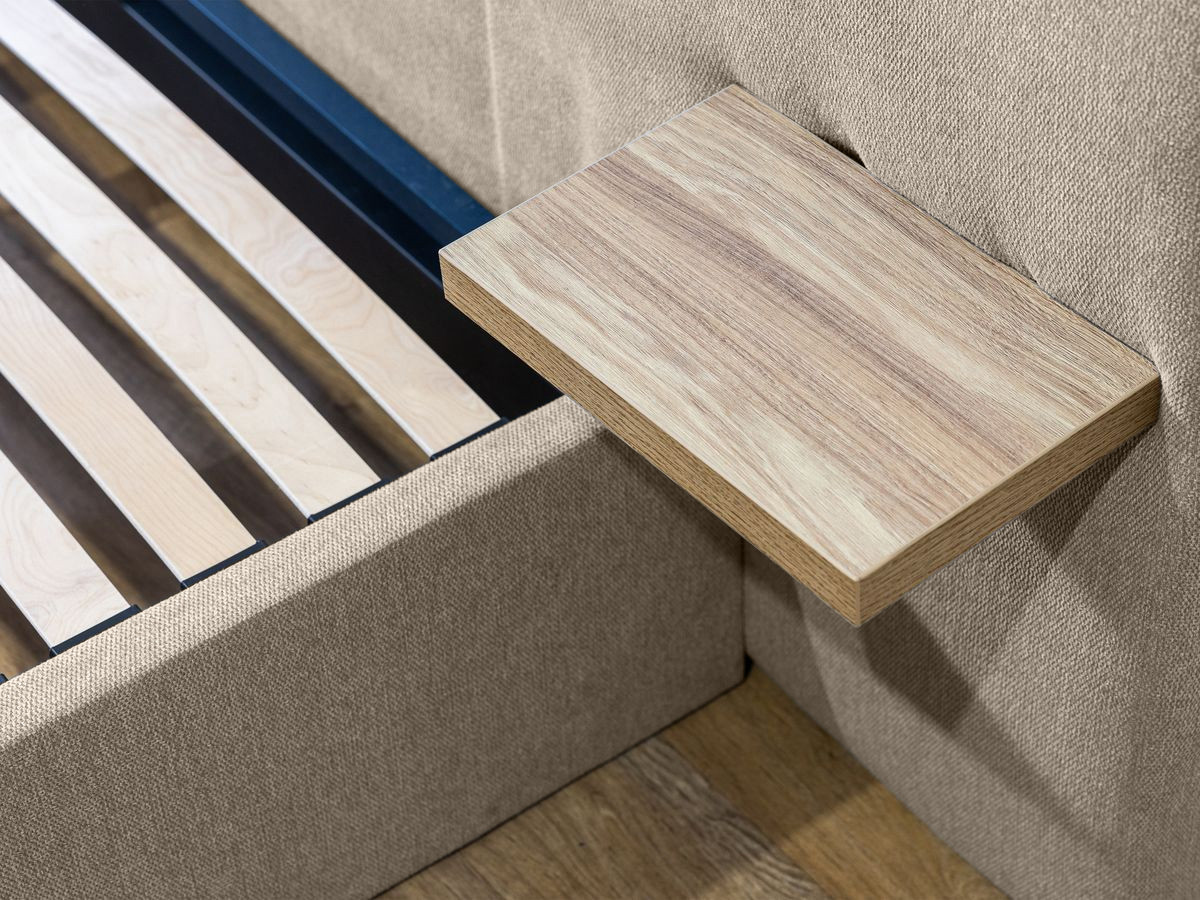 BLANDINE opbergbed in structuurstof met nachtkastjes