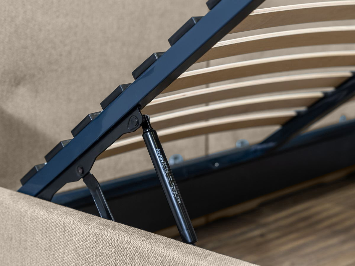 BLANDINE opbergbed in structuurstof met nachtkastjes