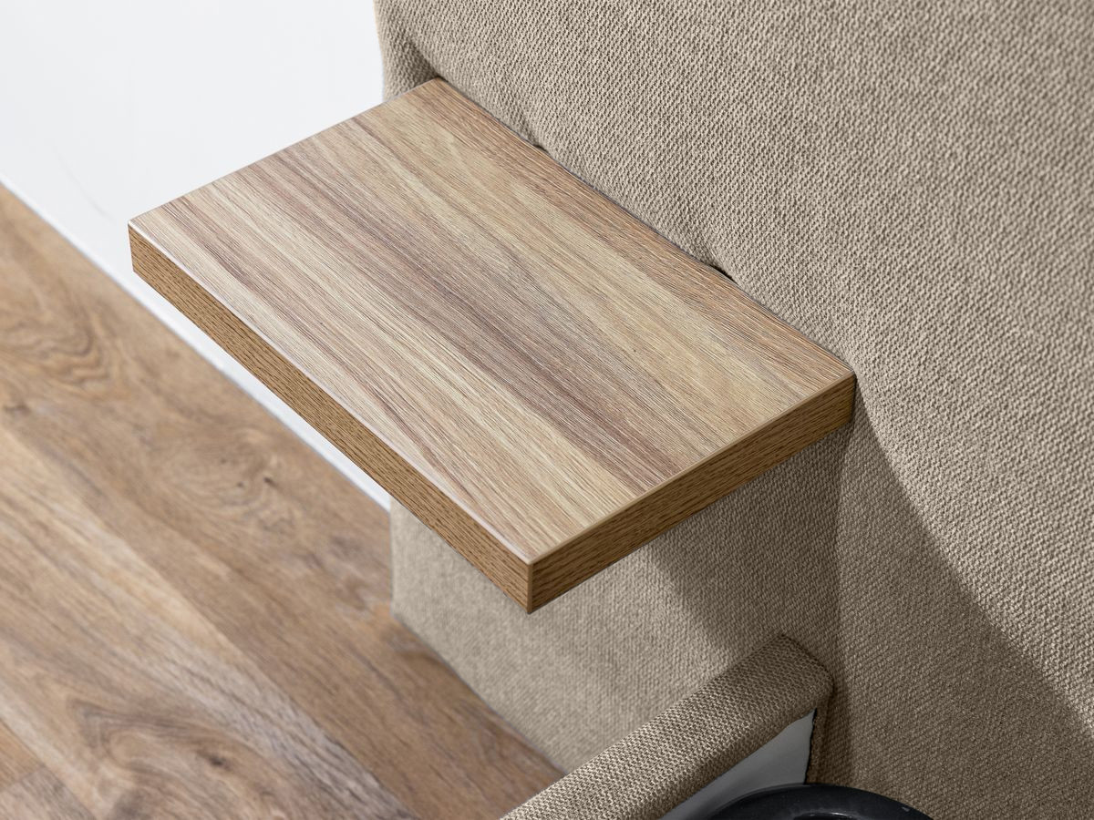 BLANDINE opbergbed in structuurstof met nachtkastjes