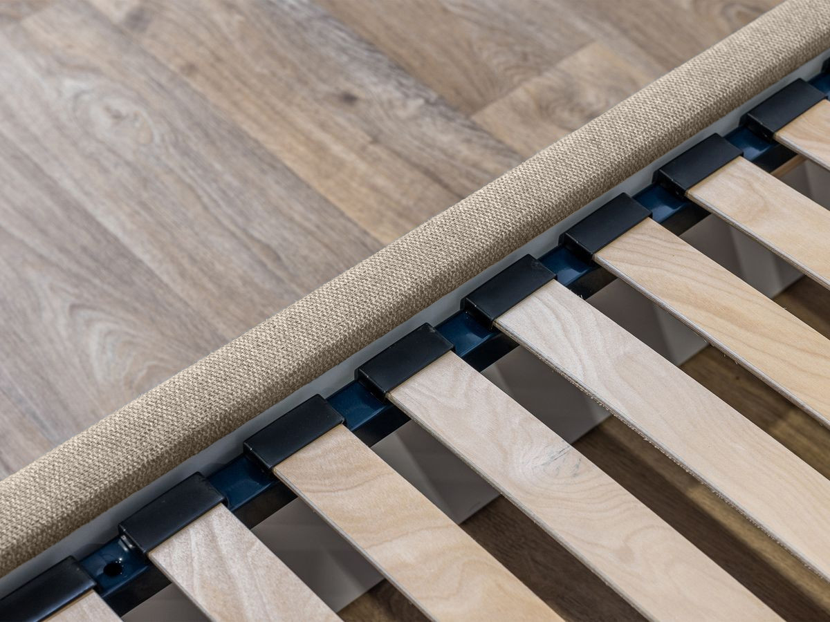 BLANDINE opbergbed in structuurstof met nachtkastjes