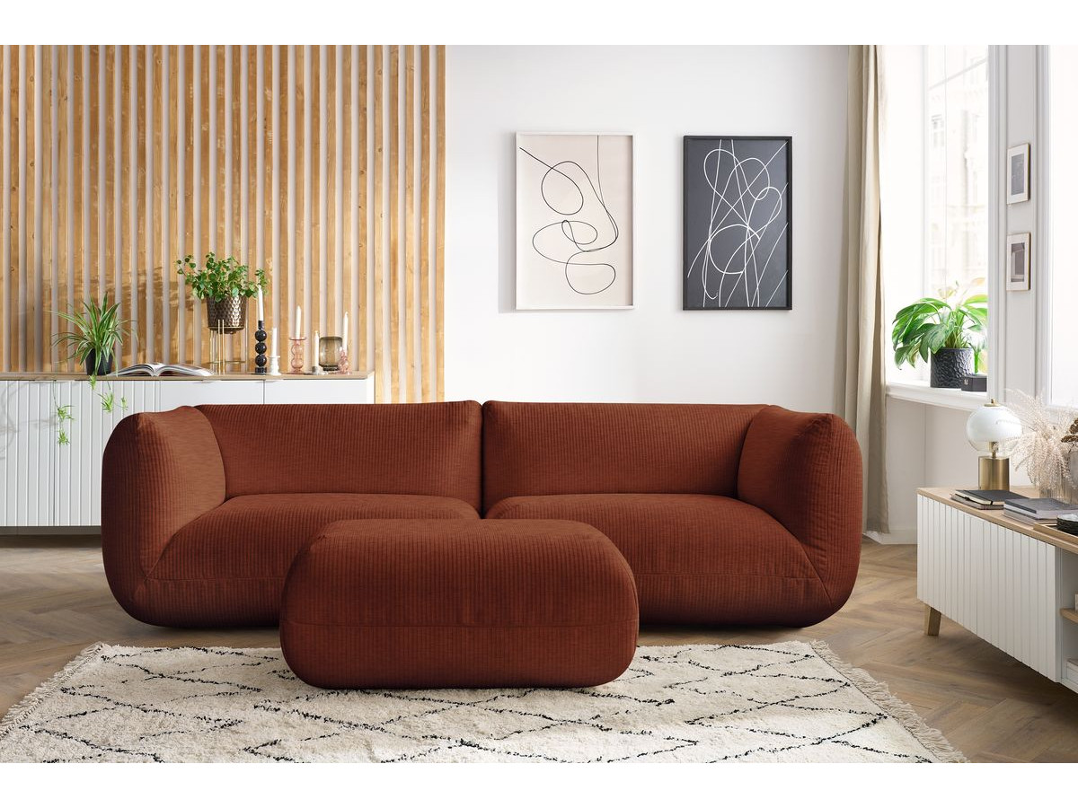 Sofa nierozkładany 4-osobowy LECOMTE z małym pufem