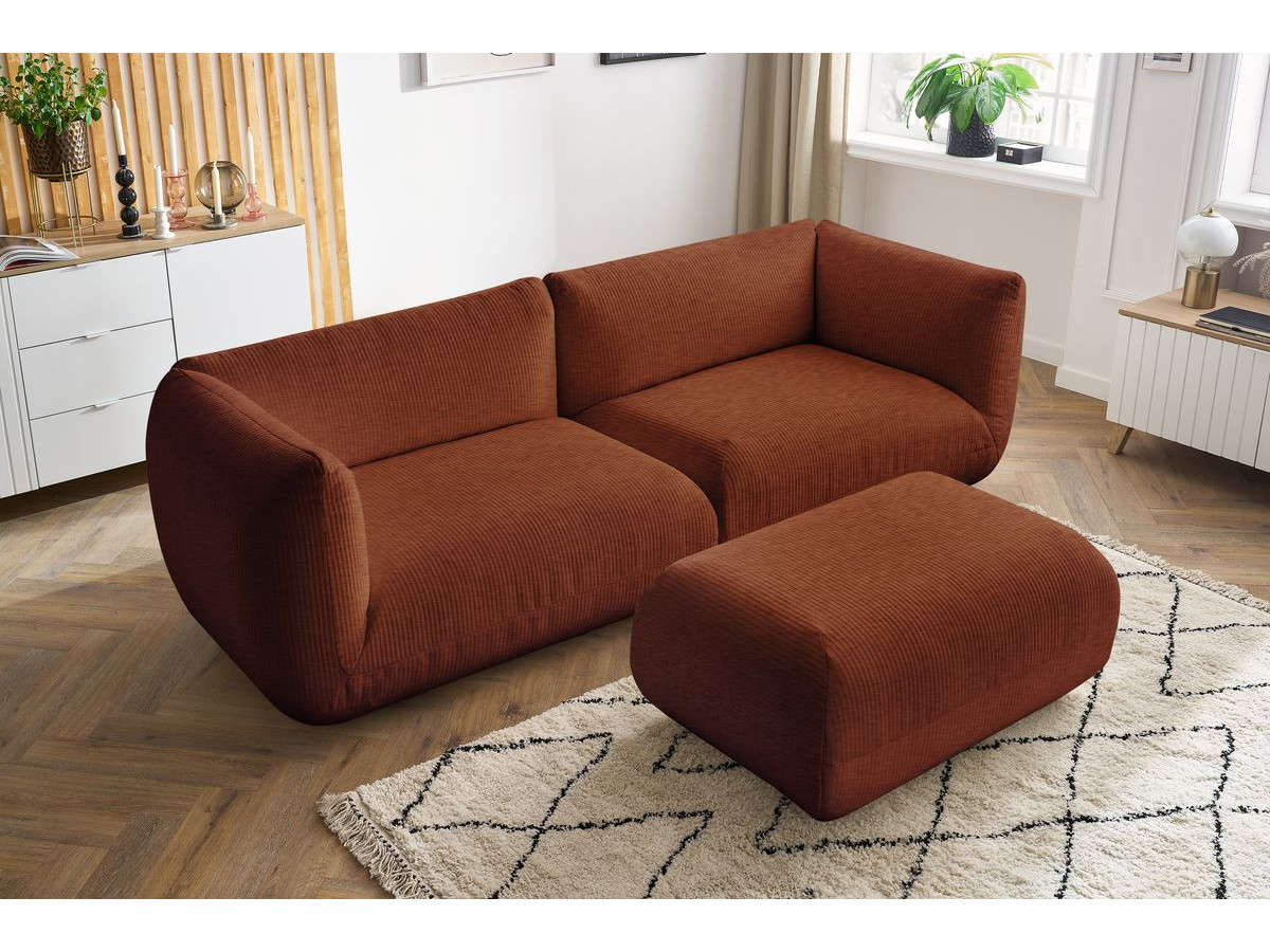 Sofa nierozkładany 4-osobowy LECOMTE z małym pufem