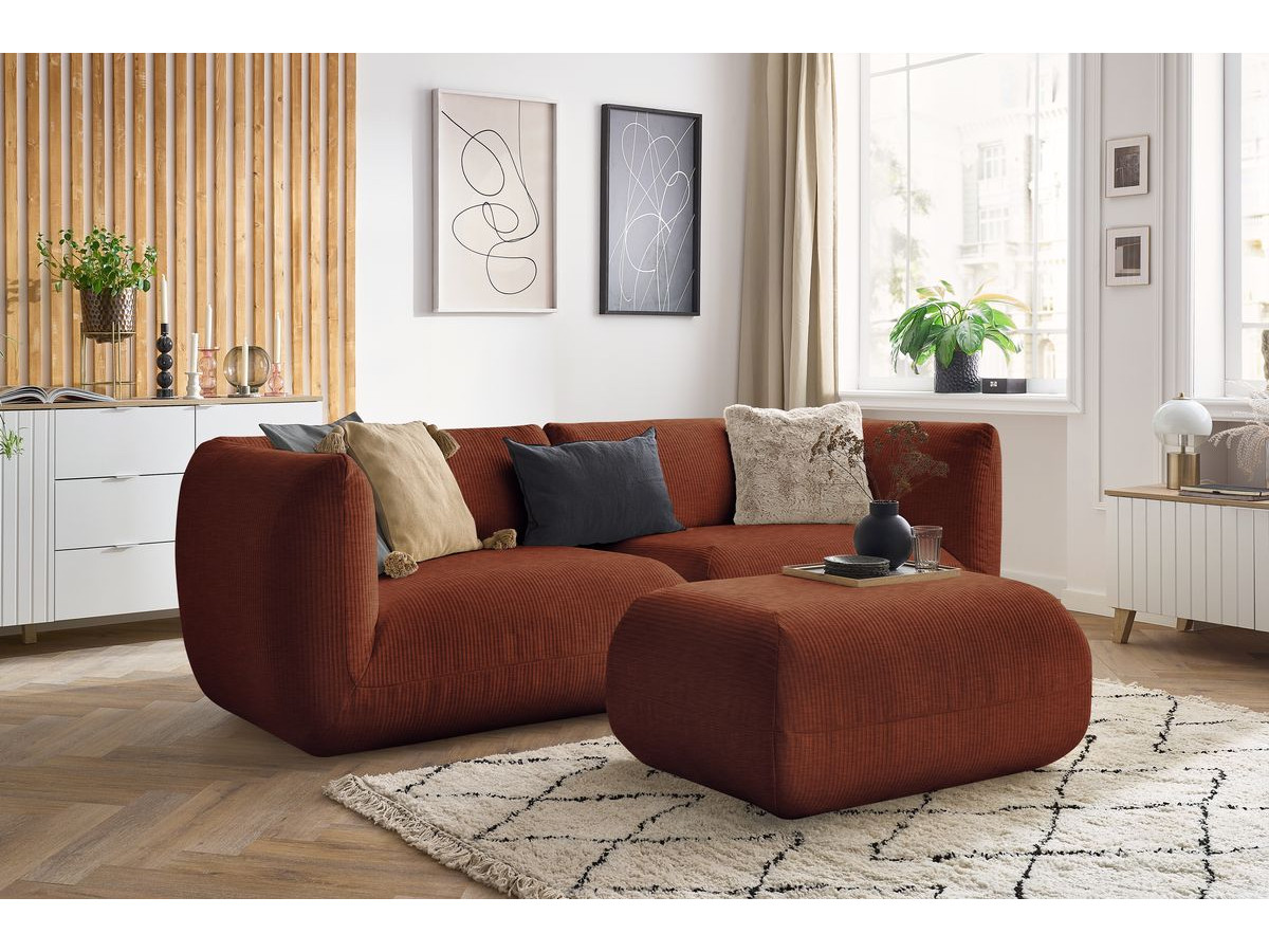 Sofa nierozkładany 4-osobowy LECOMTE z małym pufem