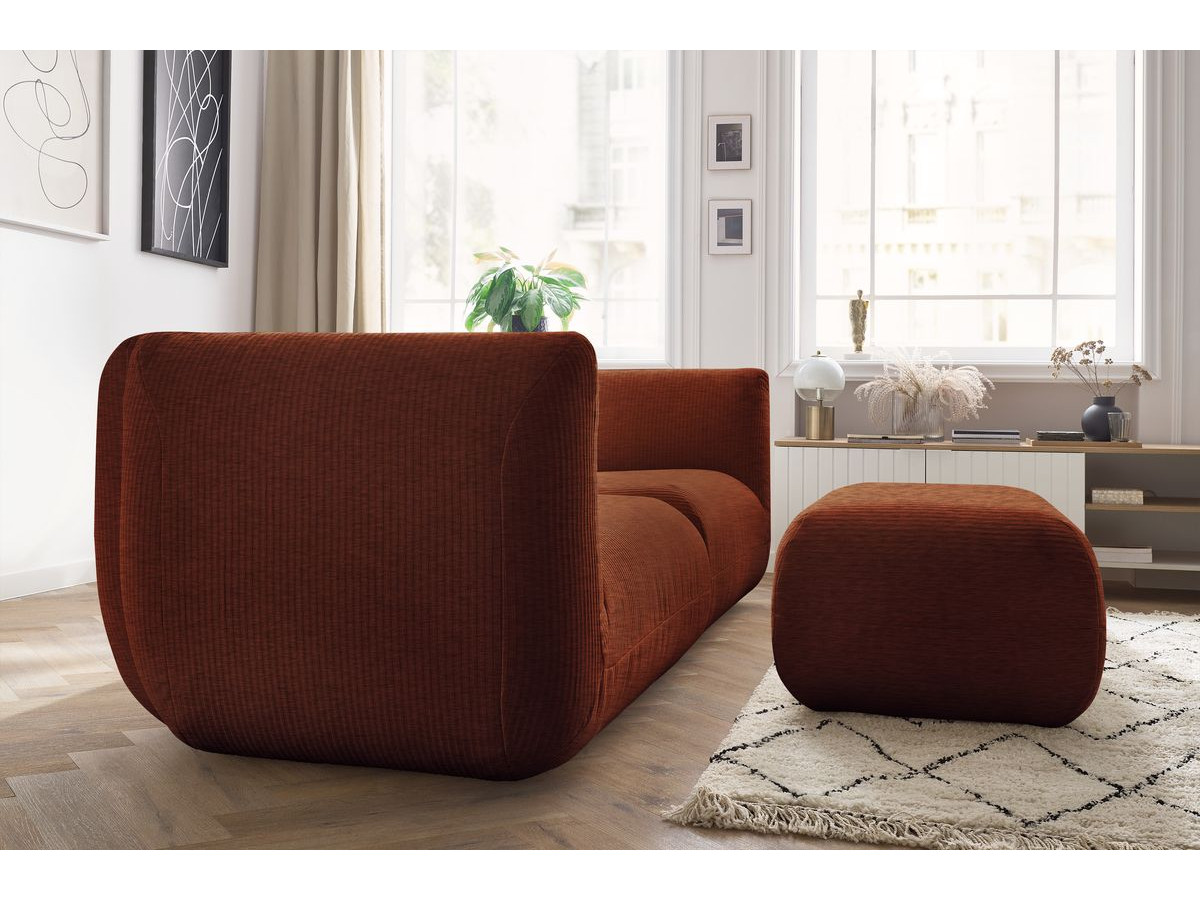 Sofa nierozkładany 4-osobowy LECOMTE z małym pufem