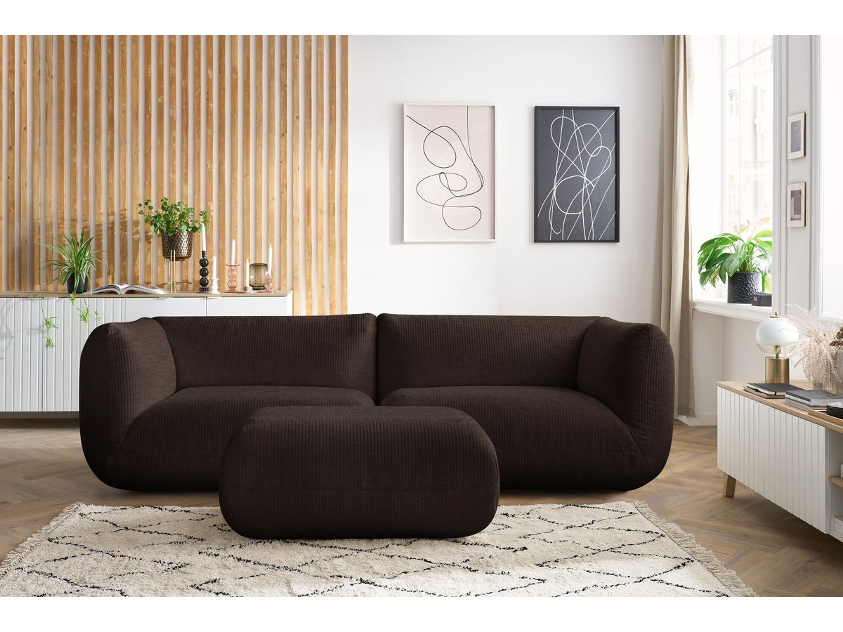 Sofa nierozkładany 4-osobowy LECOMTE z małym pufem