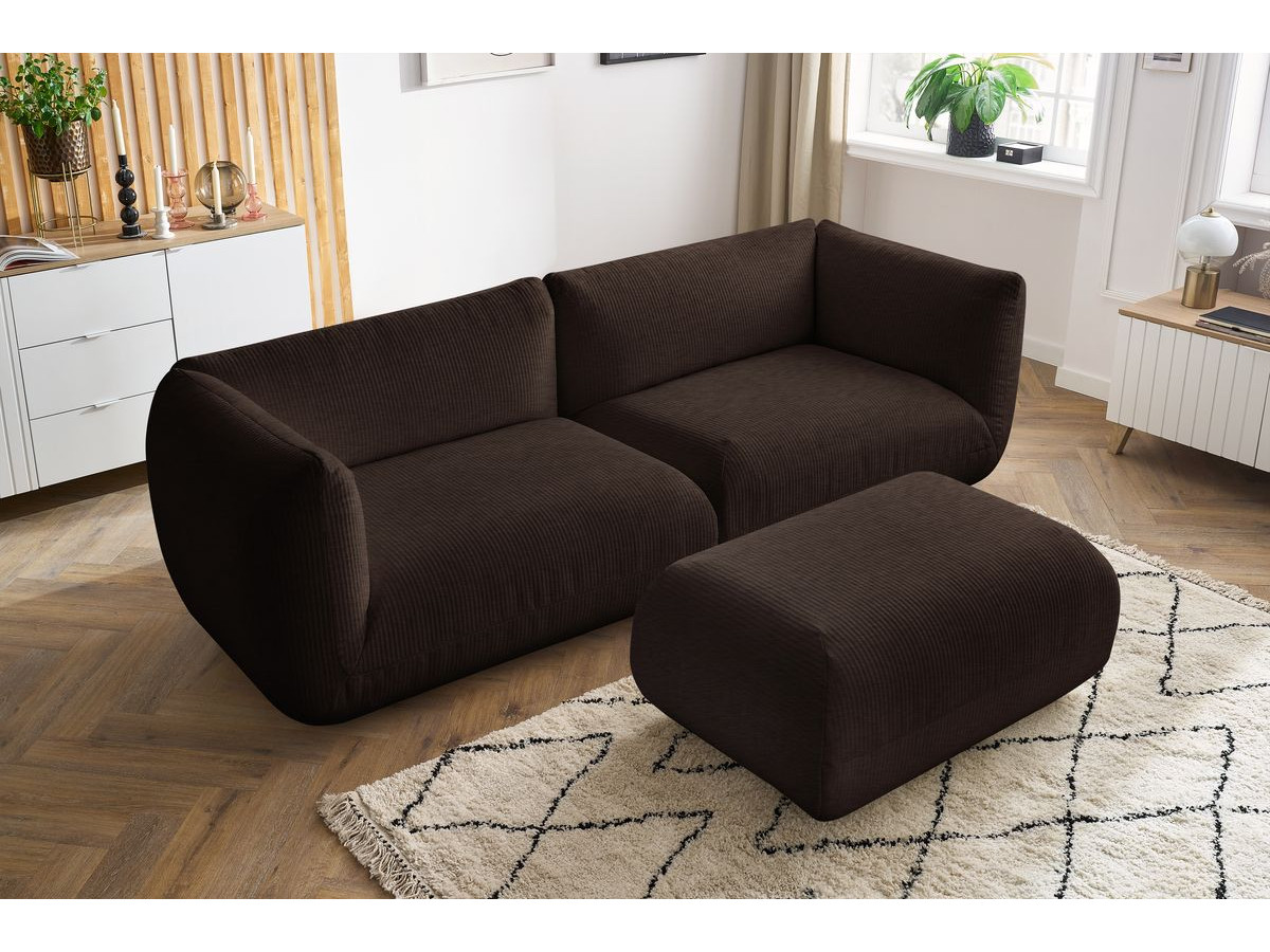 Sofa nierozkładany 4-osobowy LECOMTE z małym pufem