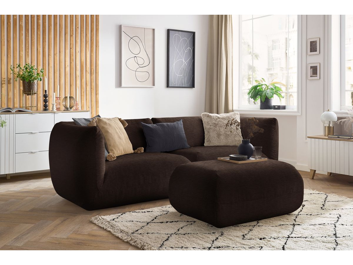 Sofa nierozkładany 4-osobowy LECOMTE z małym pufem