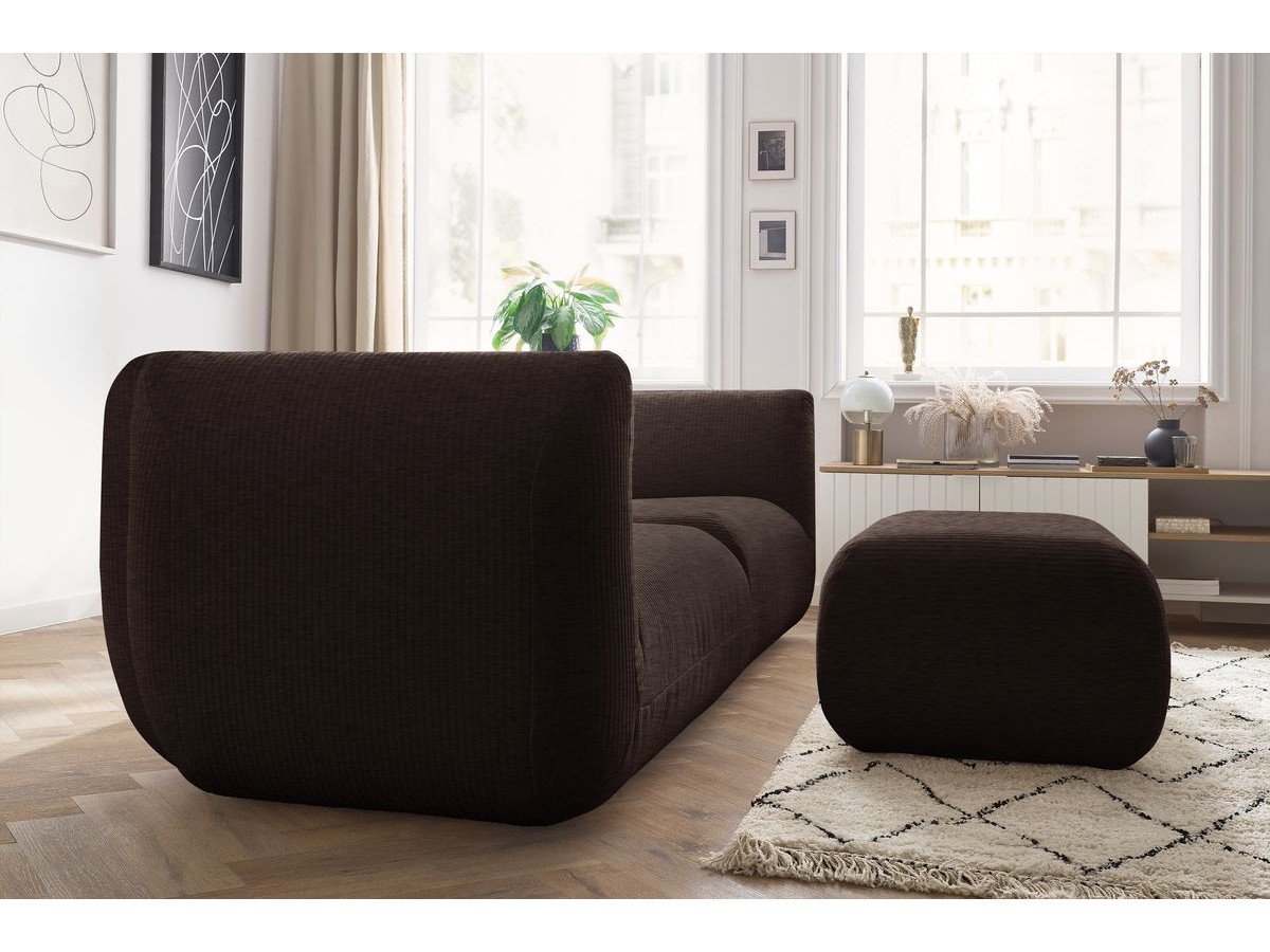 Sofa nierozkładany 4-osobowy LECOMTE z małym pufem