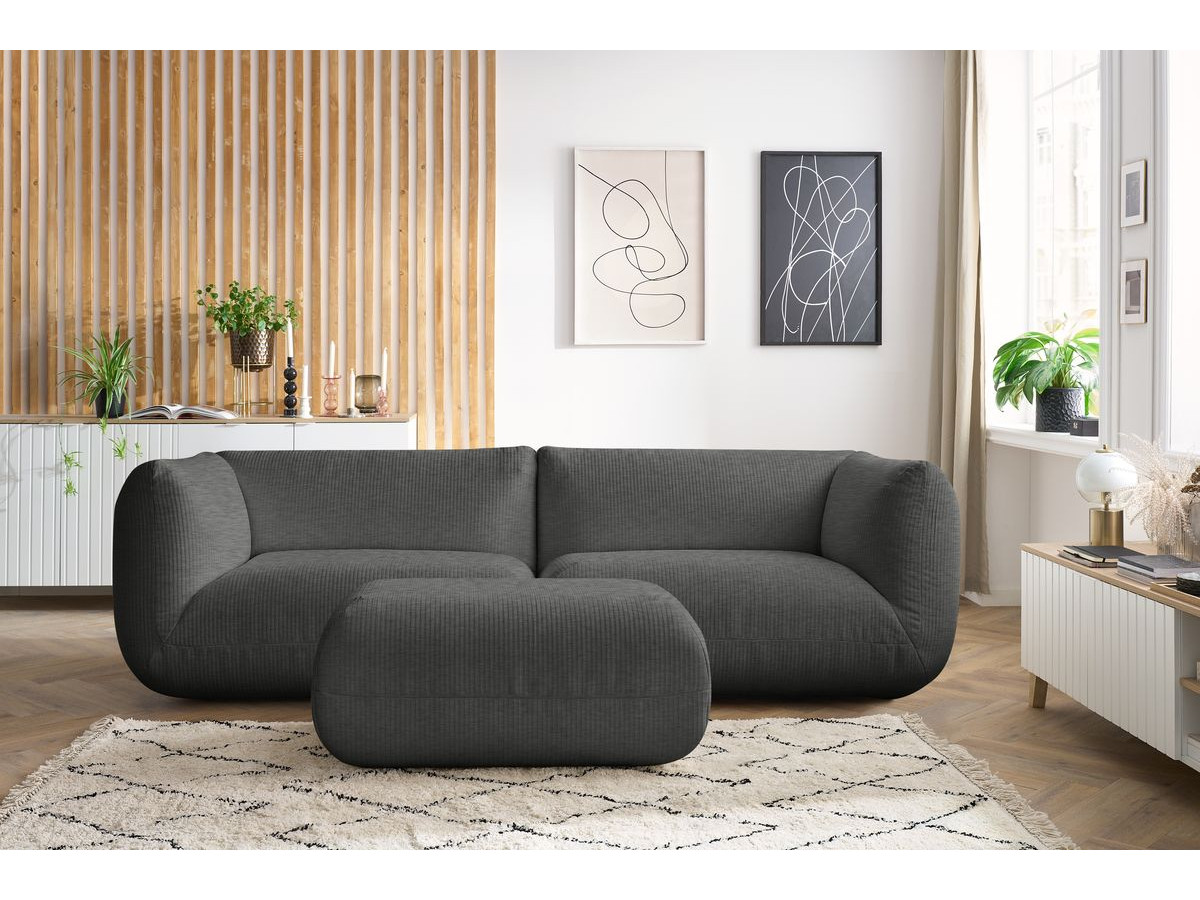Sofa nierozkładany 4-osobowy LECOMTE z małym pufem