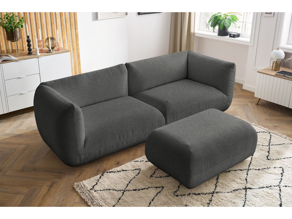 Sofa nierozkładany 4-osobowy LECOMTE z małym pufem