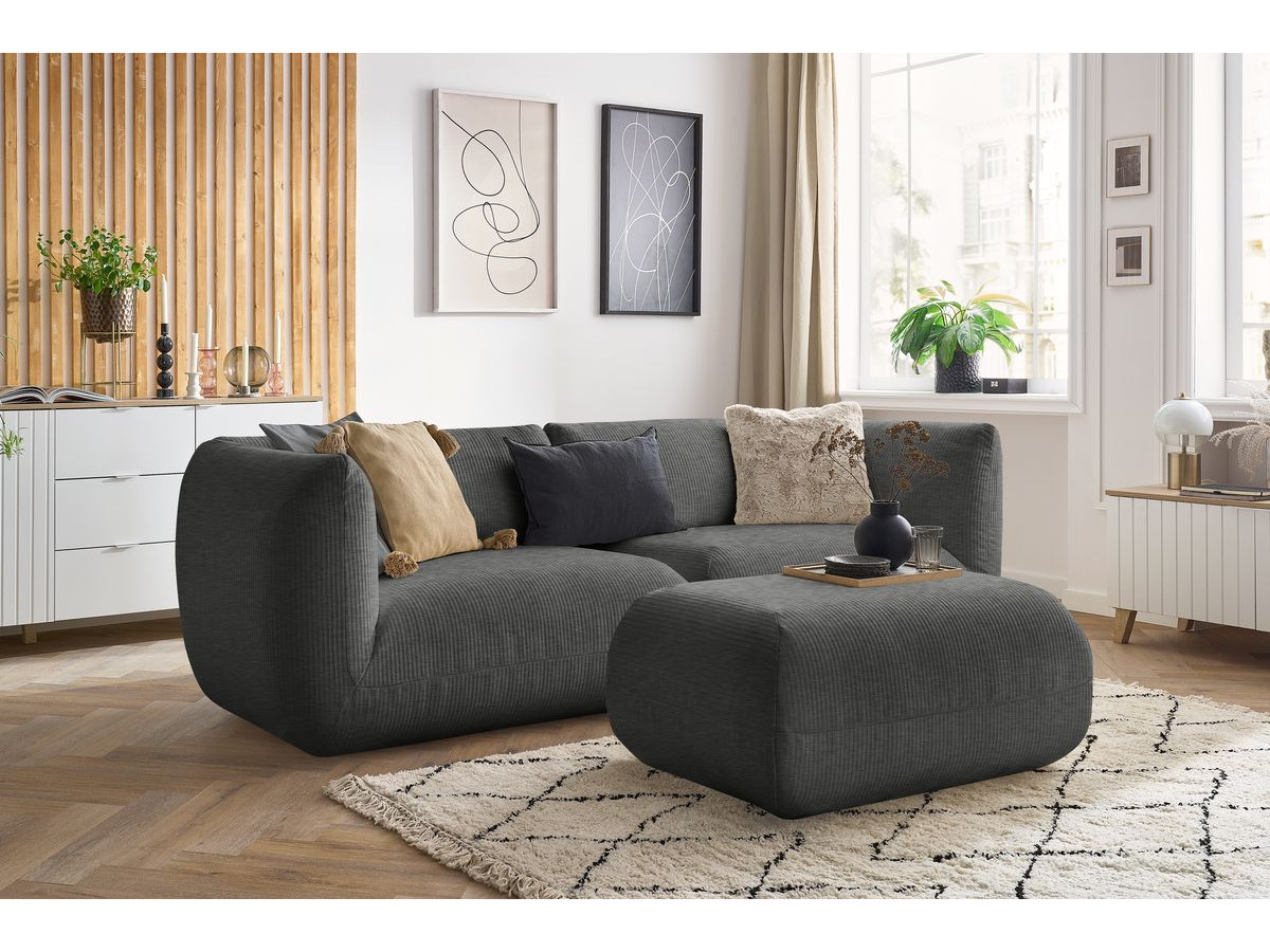 Sofa nierozkładany 4-osobowy LECOMTE z małym pufem