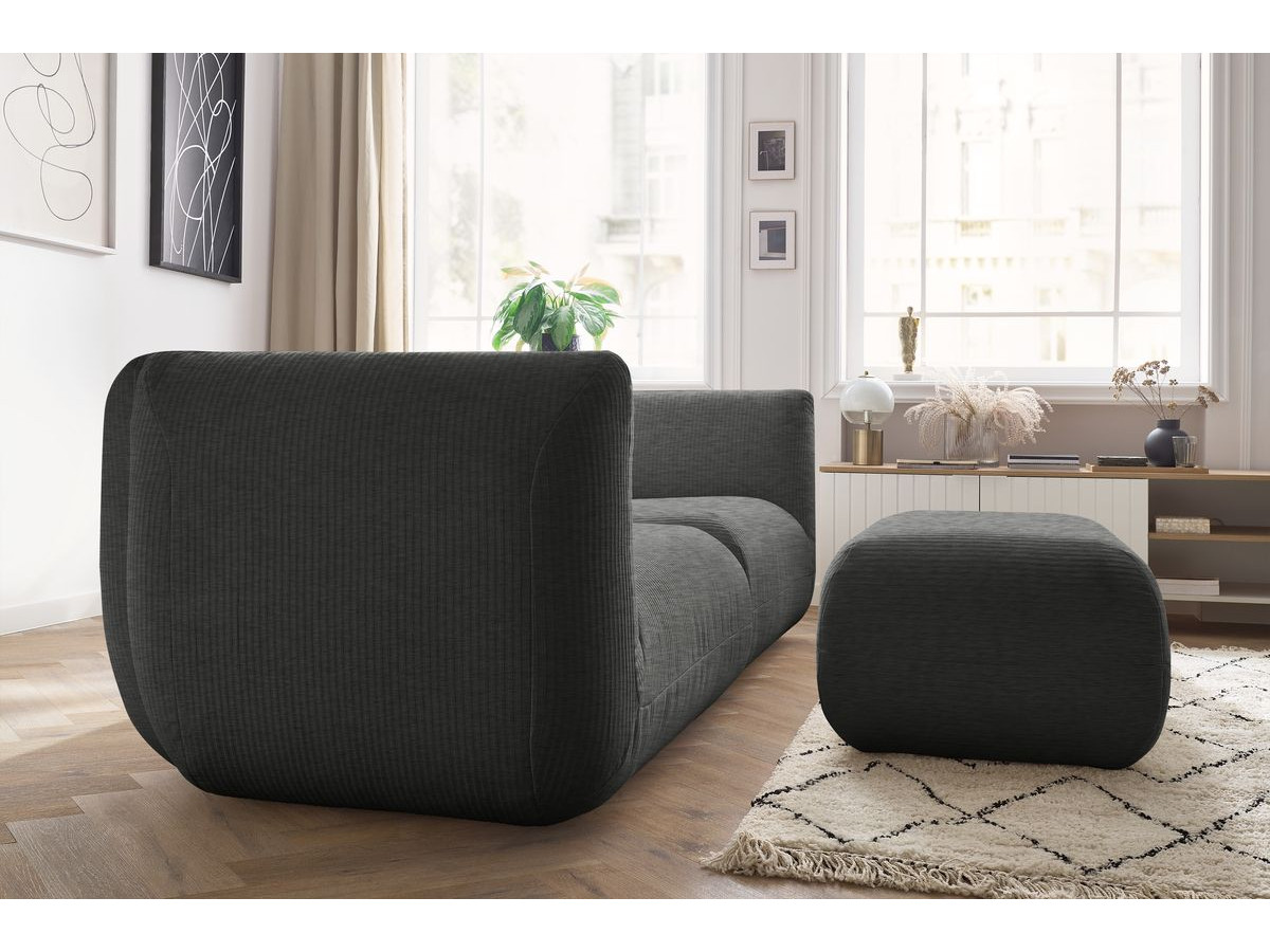 Sofa nierozkładany 4-osobowy LECOMTE z małym pufem