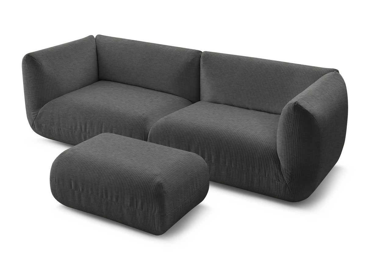 Sofa nierozkładany 4-osobowy LECOMTE z małym pufem