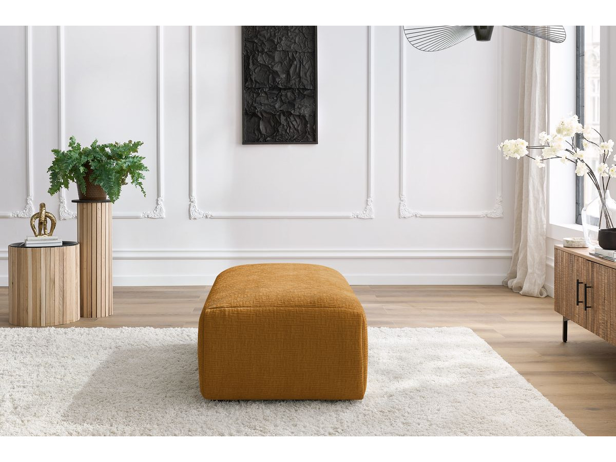 Pouf petit JEANNE texturé jaune — vue 5