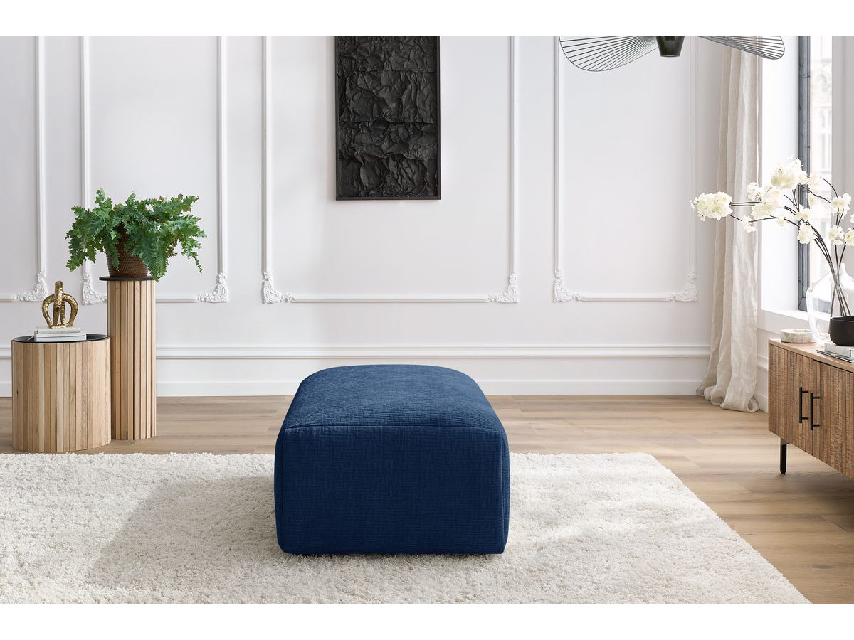Pouf petit JEANNE texturé bleu foncé — vue 5