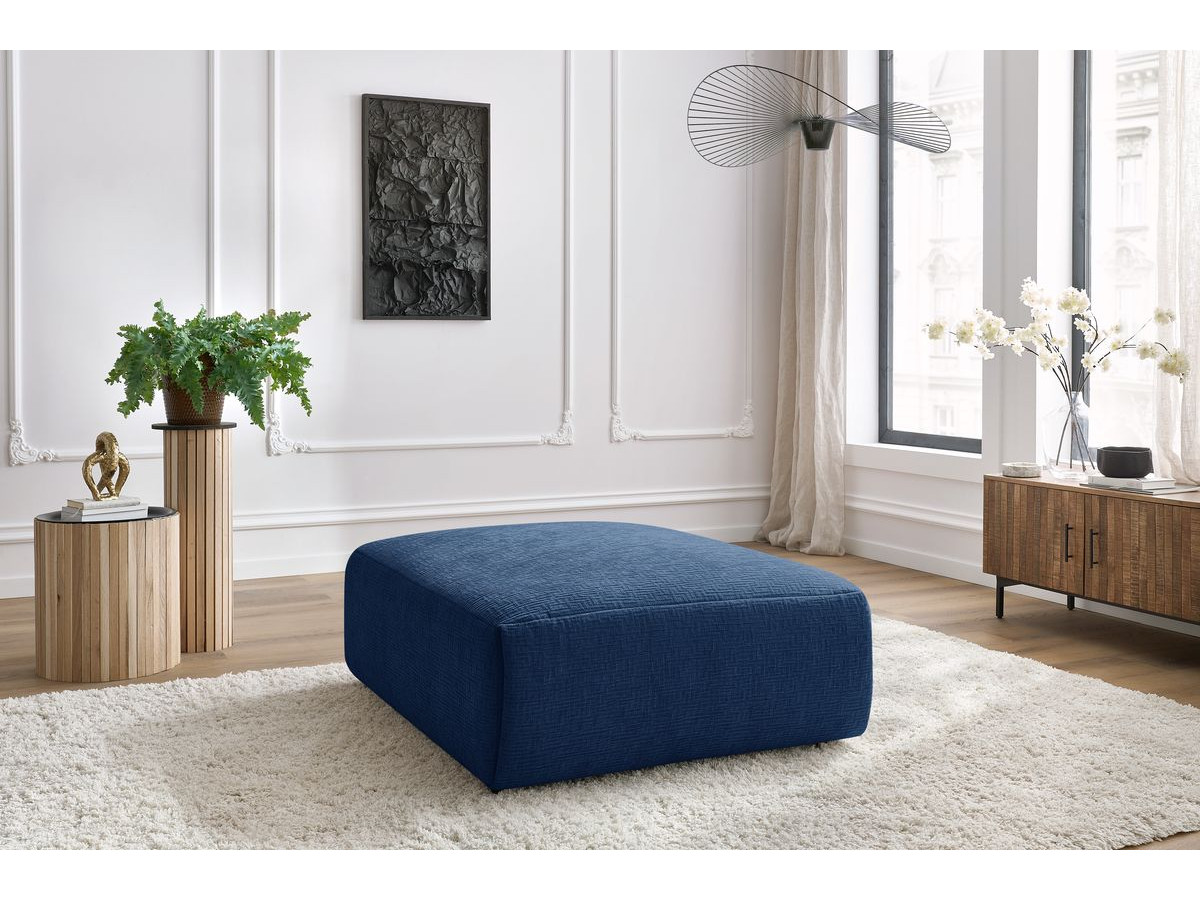Pouf grand JEANNE texturé bleu foncé