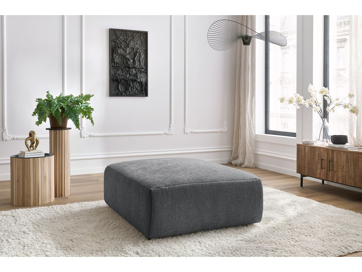Pouf grand JEANNE texturé gris foncé