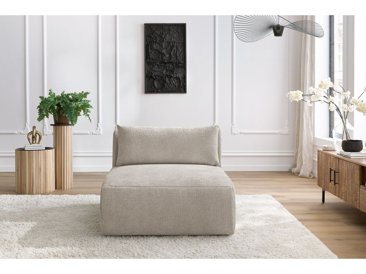 Chauffeuse 1 place sans accoudoir pour canapé modulable JEANNE texturé beige — vue 5
