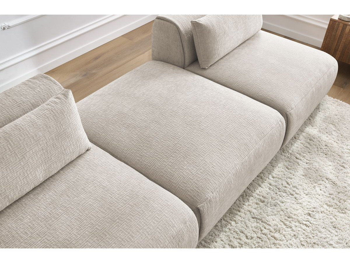 Canapé d'angle fixe EVEREST tissu chiné - Orange - Angle droit - 10 coussins