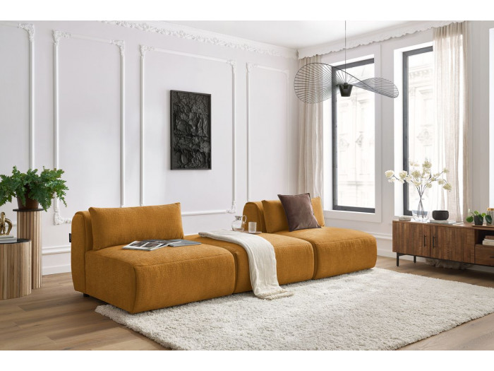 Canapé droit fixe 3 places JEANNE tissu texturé