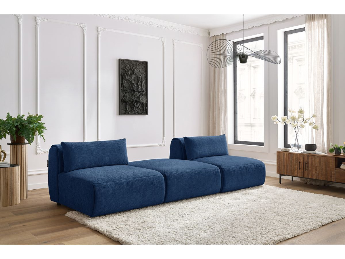 Canapé droit 3 places JEANNE texturé bleu foncé — vue 5