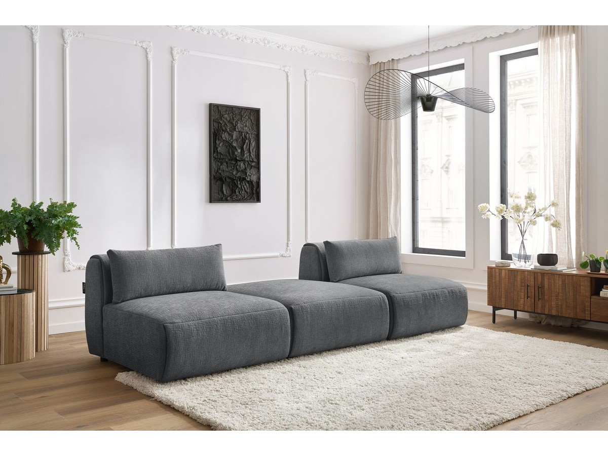 Canapé droit 3 places JEANNE texturé gris foncé — vue 5