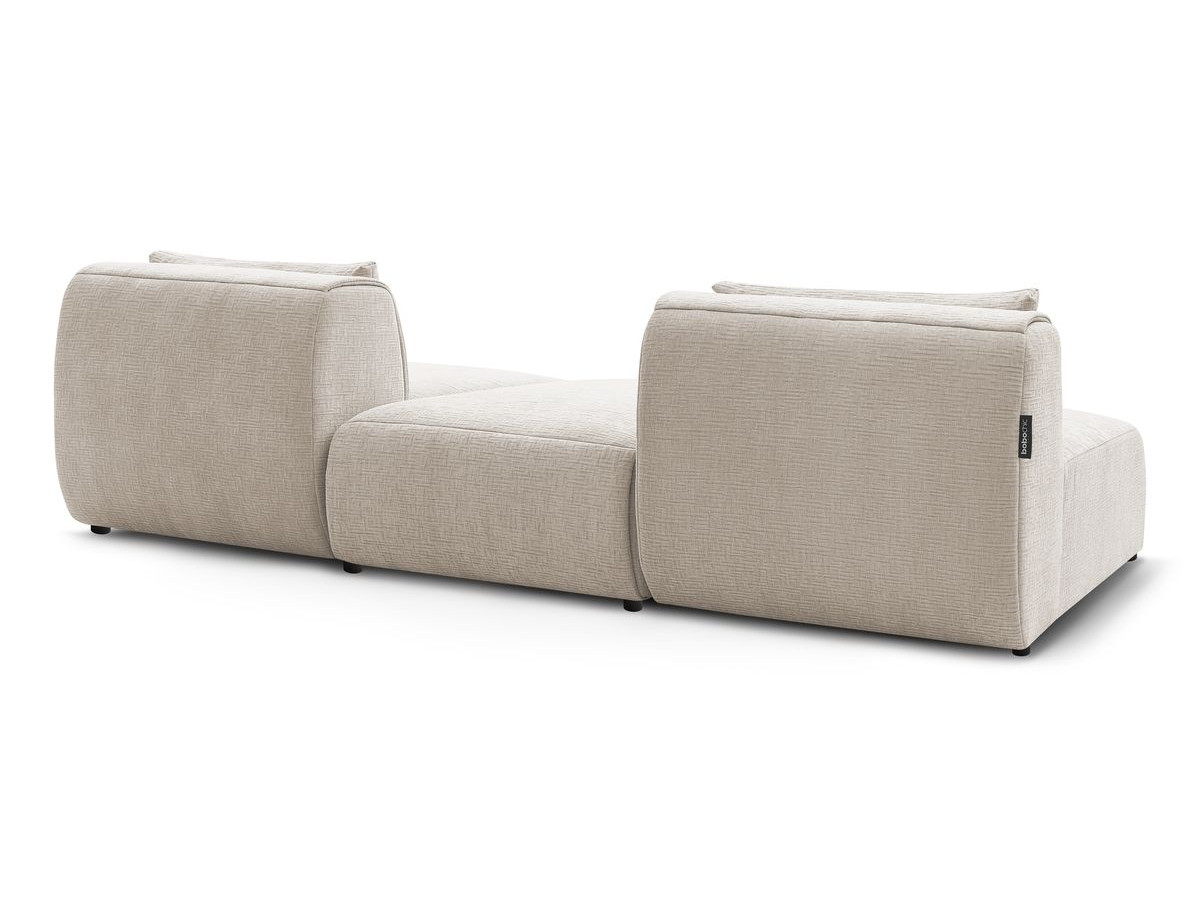 Canapé droit fixe 3 places JEANNE avec pouf tissu texturé