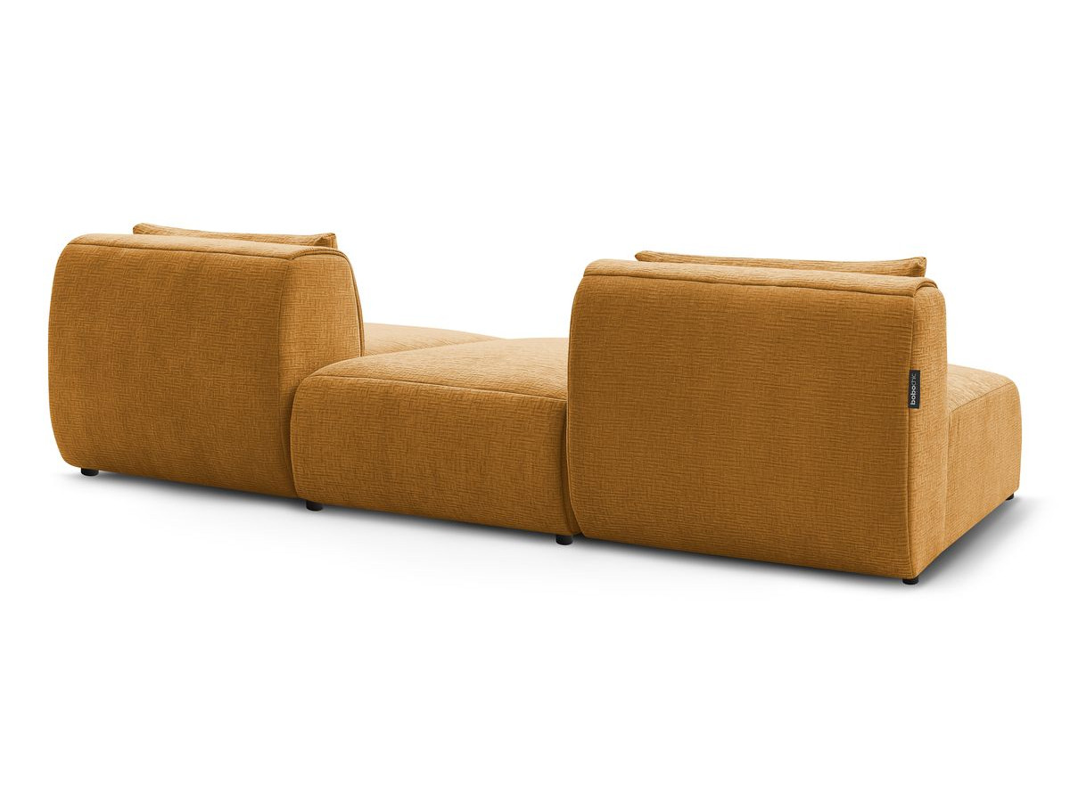 Canapé droit fixe 3 places JEANNE avec pouf tissu texturé