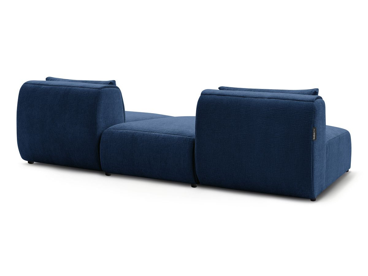 Canapé droit fixe 3 places JEANNE avec pouf tissu texturé