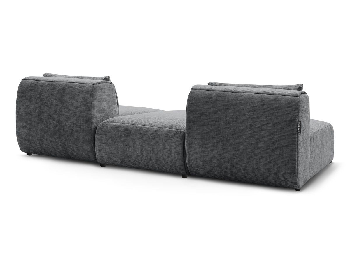 Canapé droit fixe 3 places JEANNE avec pouf tissu texturé
