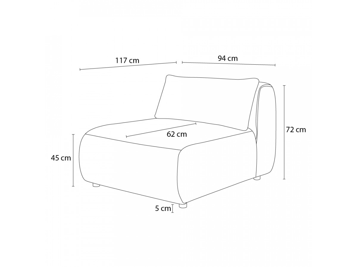 Chauffeuse 1 place sans accoudoir pour canapé modulable JEANNE tissu texturé