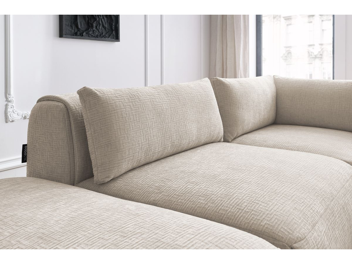 Canapé d'angle fixe EVEREST tissu chiné - Orange - Angle droit - 10 coussins
