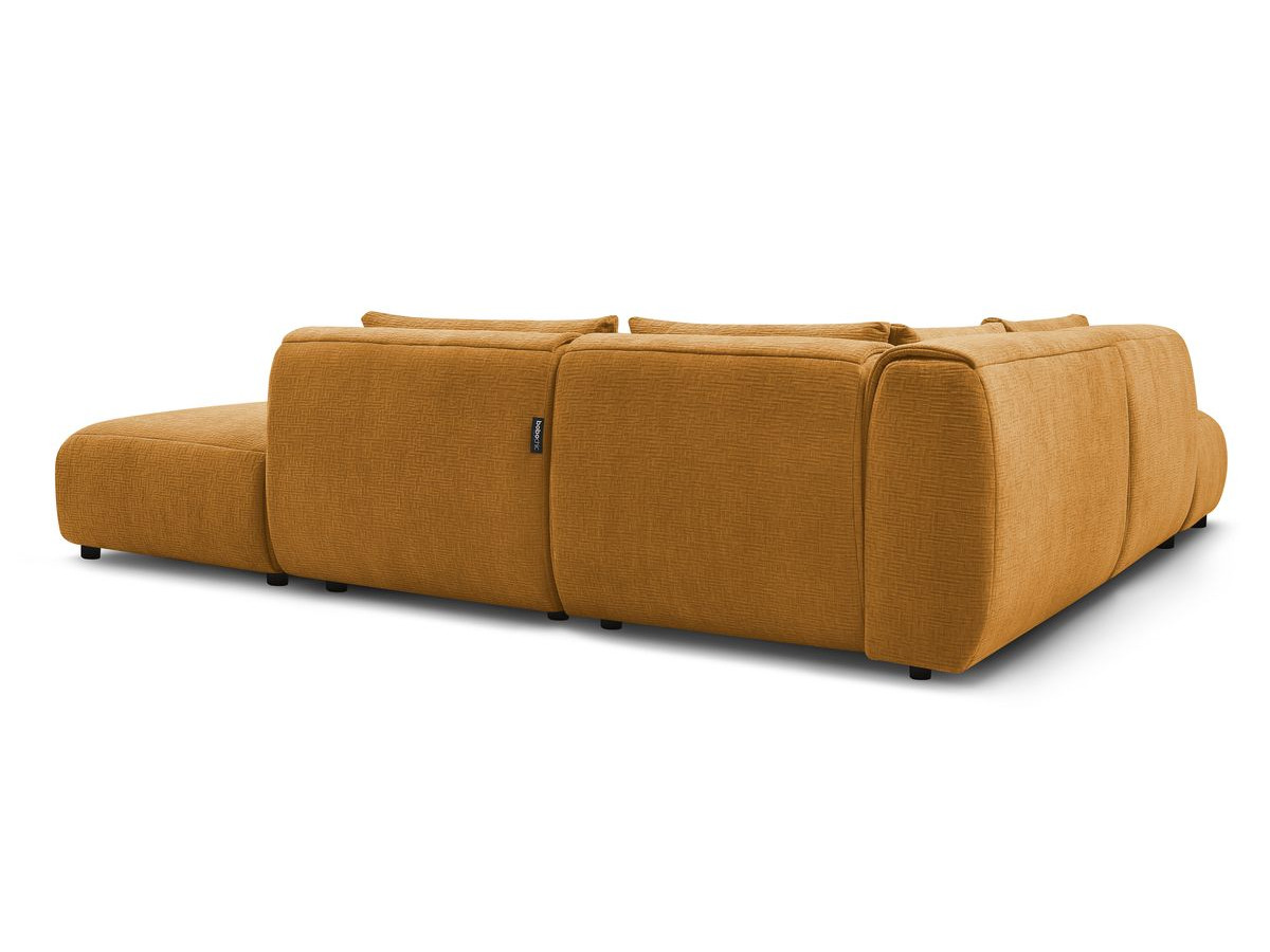 JEANNE modulaire vaste hoekbank in structuurstof met 2 fauteuils, 1 hoekbank en 2 poefs