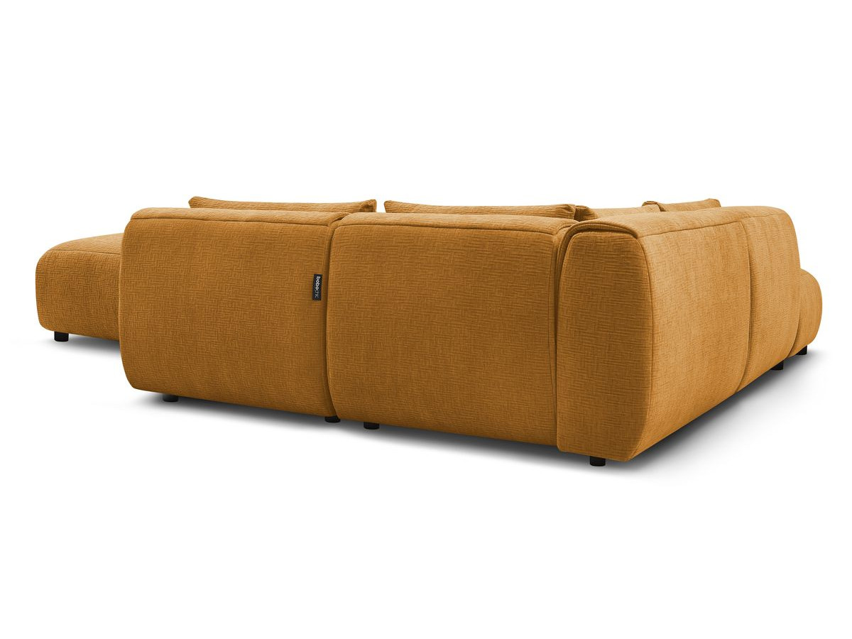 JEANNE modulaire vaste hoekbank in structuurstof met 2 fauteuils, 1 hoekbank en 2 poefs