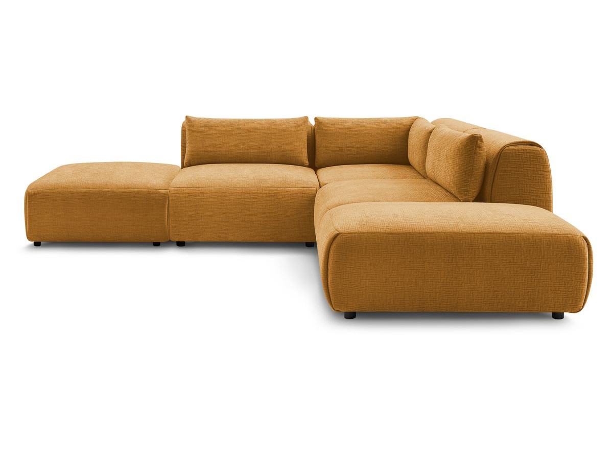 JEANNE modulaire vaste hoekbank in structuurstof met 2 fauteuils, 1 hoekbank en 2 poefs