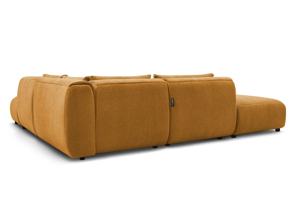 JEANNE modulaire vaste hoekbank in structuurstof met 2 fauteuils, 1 hoekbank en 2 poefs