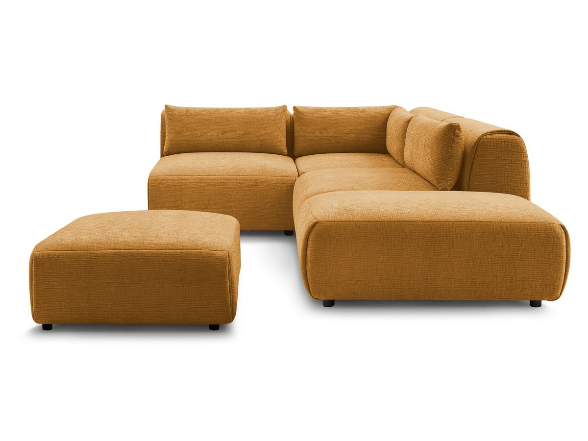 JEANNE modulaire vaste hoekbank in structuurstof met 2 fauteuils, 1 hoekbank en 2 poefs