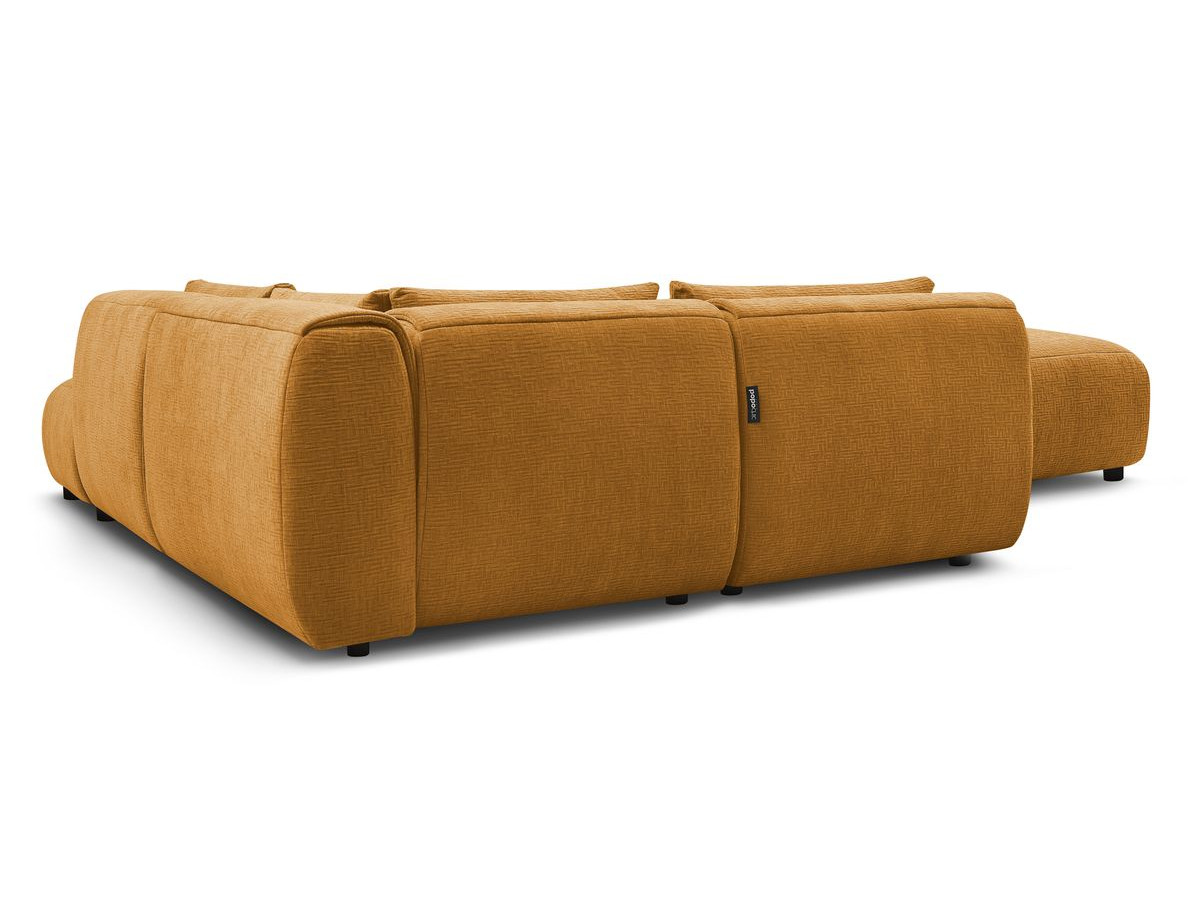 JEANNE modulaire vaste hoekbank in structuurstof met 2 fauteuils, 1 hoekbank en 2 poefs