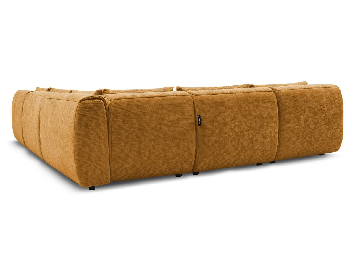 Canapé d'angle fixe EVEREST tissu chiné - Orange - Angle droit - 10 coussins