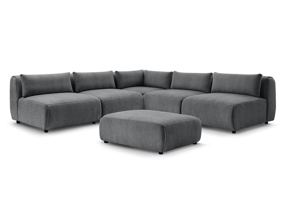 Canapé d'angle fixe EVEREST tissu chiné - Orange - Angle droit - 10 coussins