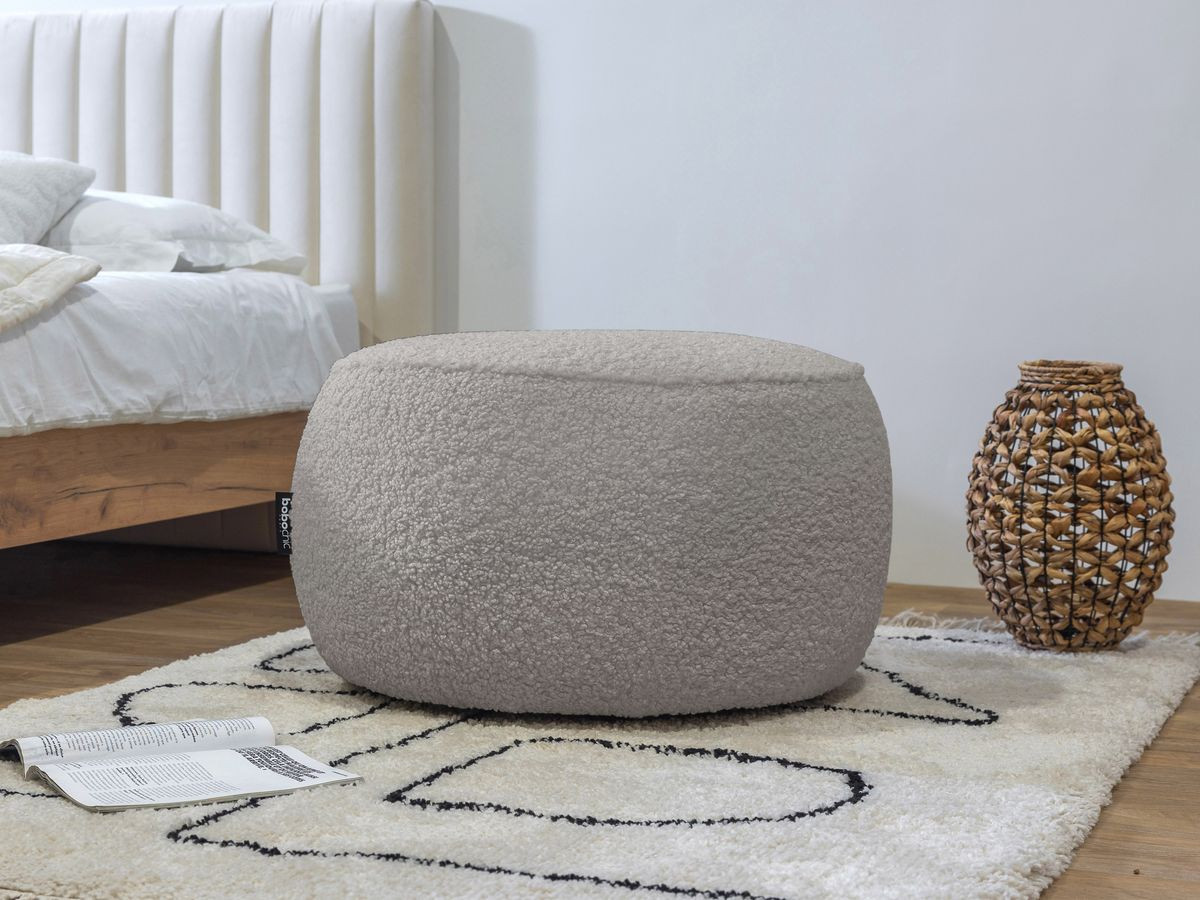 Pouf rond MERINOS gris clair
