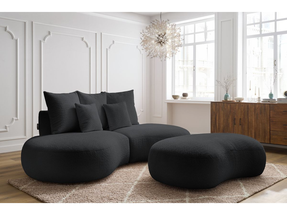 Canapé droit 3 places SAINT-GERMAIN bouclette avec pouf gris foncé — vue 4