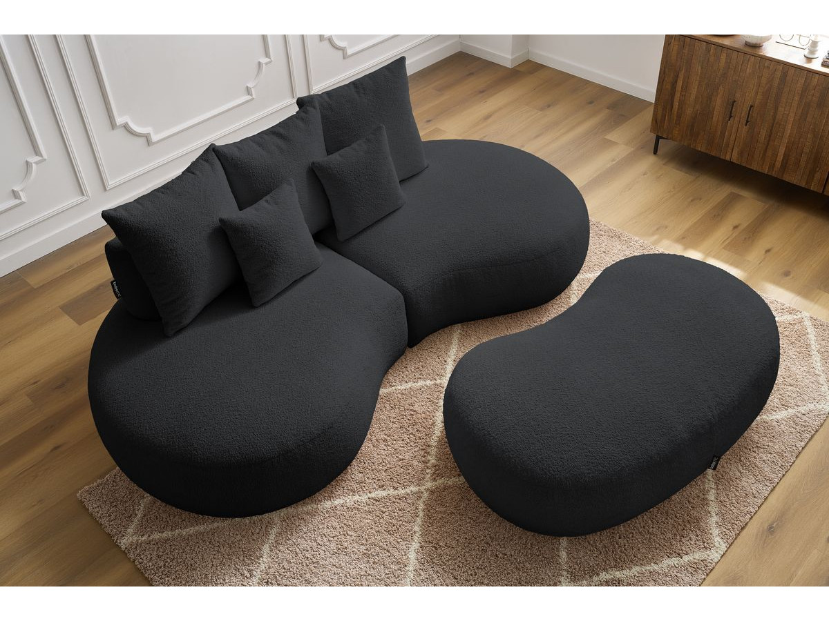 Canapé droit 3 places SAINT-GERMAIN bouclette avec pouf gris foncé — vue 6