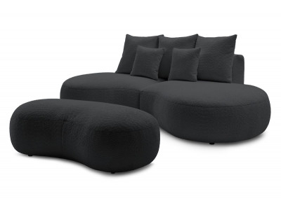 Canapé droit fixe 3 places SAINT-GERMAIN tissu bouclette avec pouf