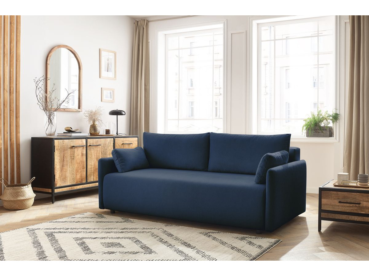 Canapé droit convertible coffre MARCEL tissu lisse