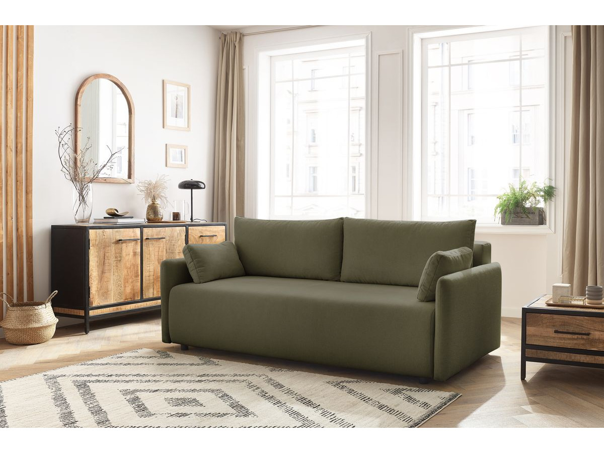 Canapé droit convertible coffre MARCEL tissu lisse