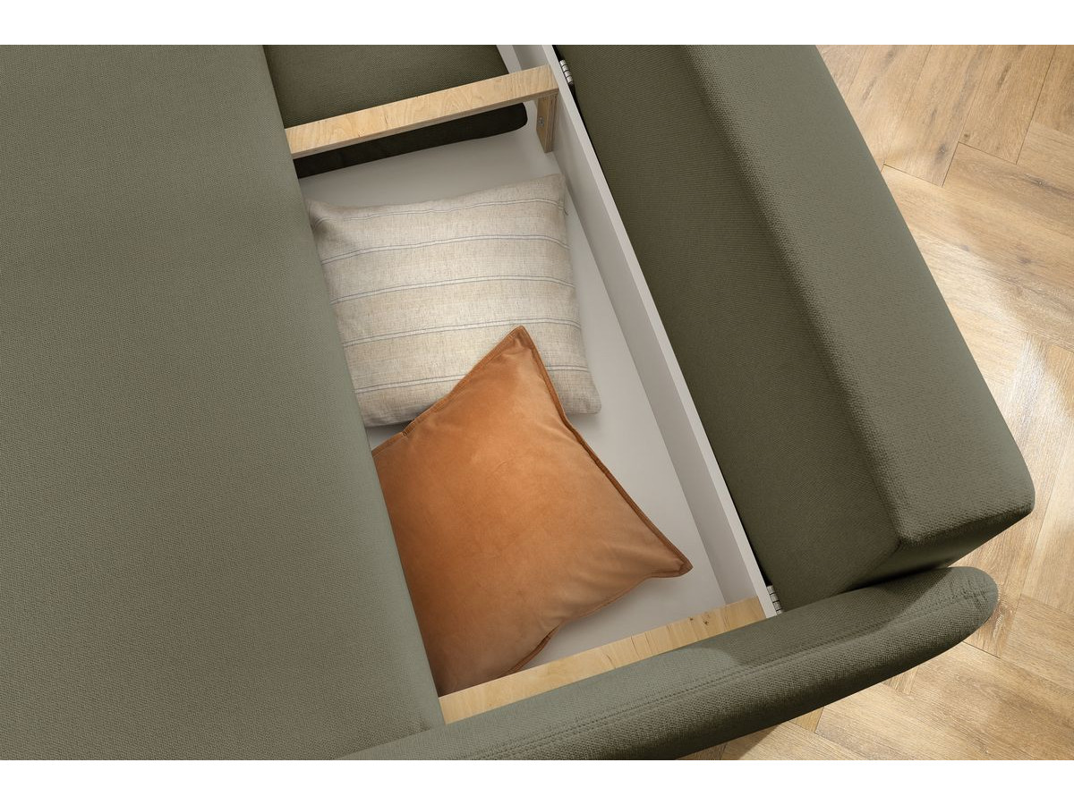 Canapé droit convertible coffre MARCEL tissu lisse