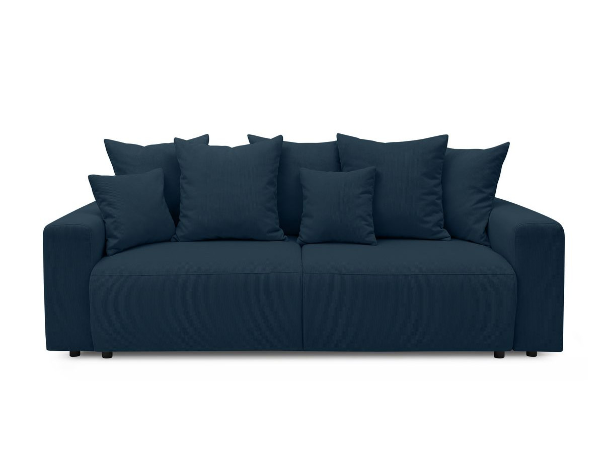 Canapé droit convertible coffre ENVY velours côtelé avec pouf