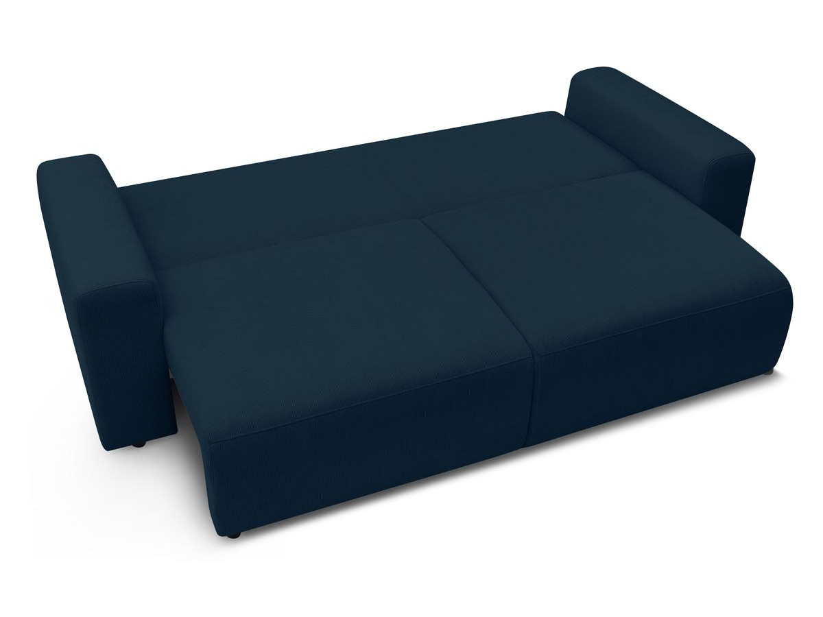 Canapé droit convertible coffre ENVY velours côtelé avec pouf