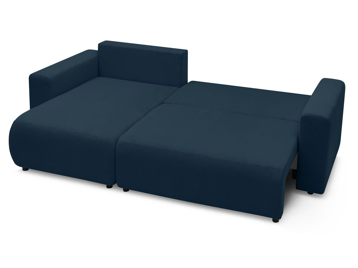 Canapé d'angle réversible convertible coffre ENVY velours côtelé avec pouf